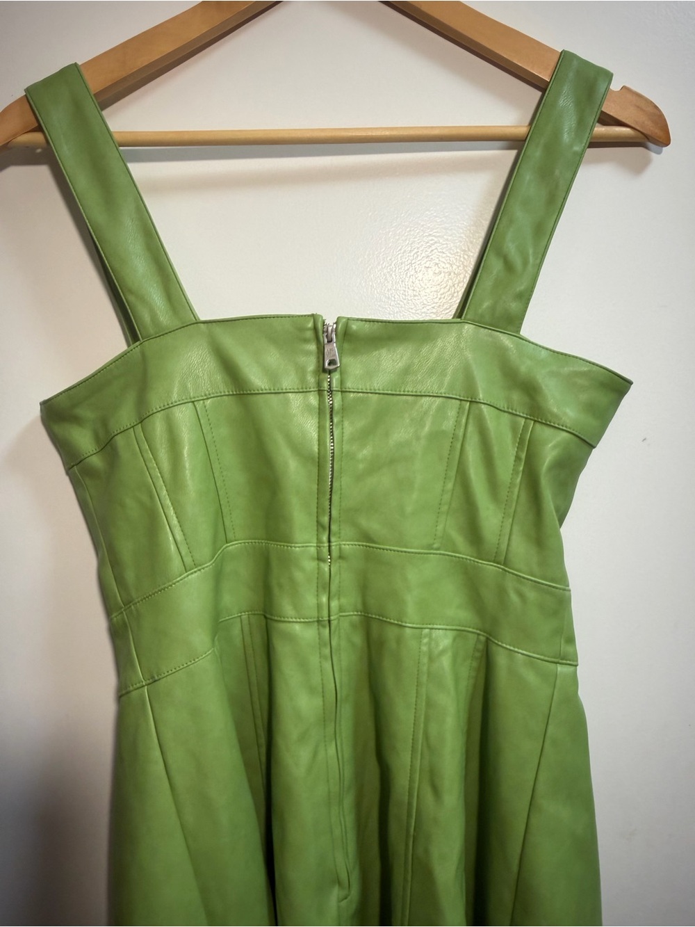 Avec Les Filles FAUX-EVER LEATHER™ FIT-AND-FLARE MINI DRESS in green Medium $129 - Picture 14 of 15